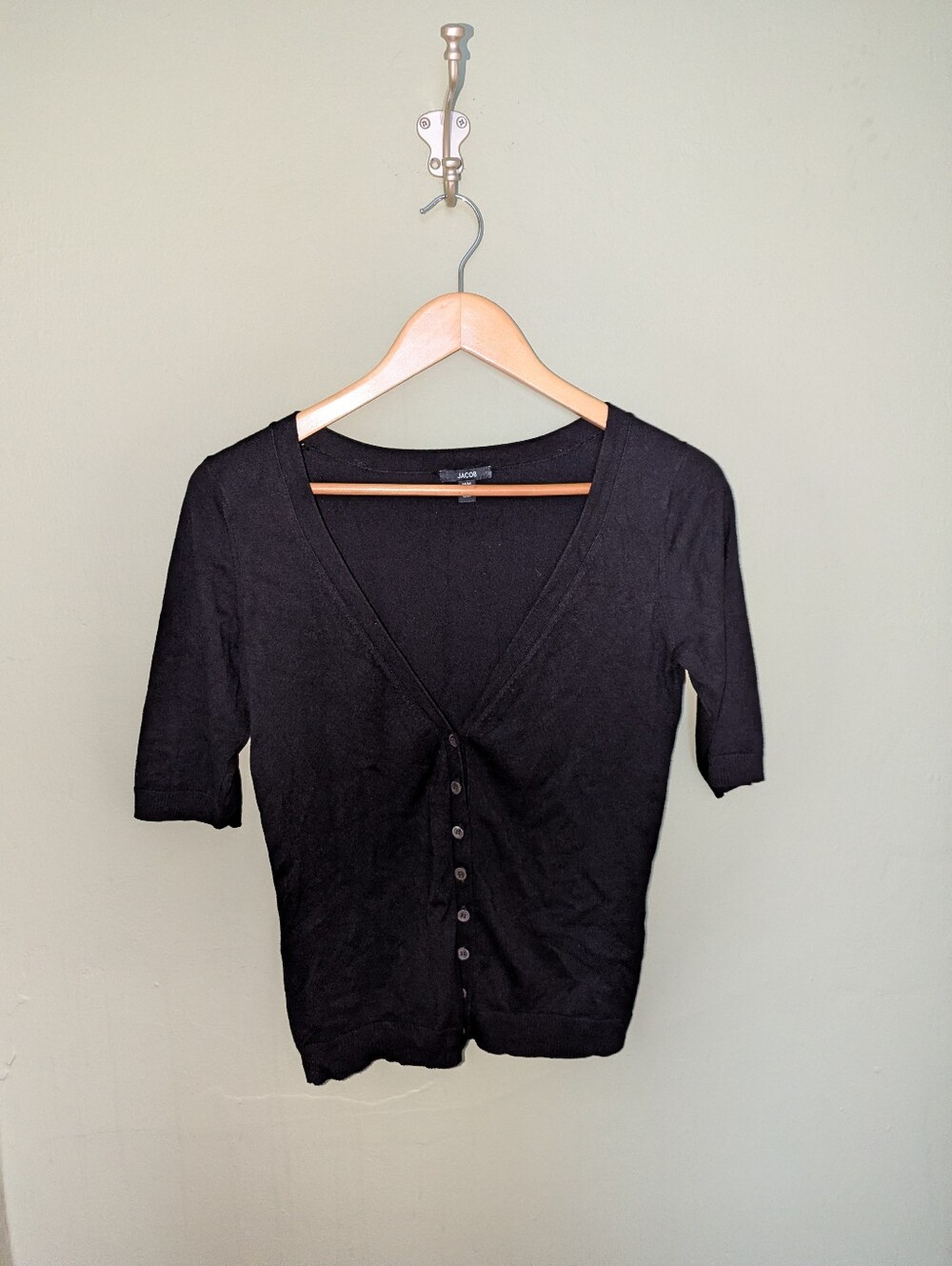 Jacob Black Short Sleeve V-Neck Button Cardigan